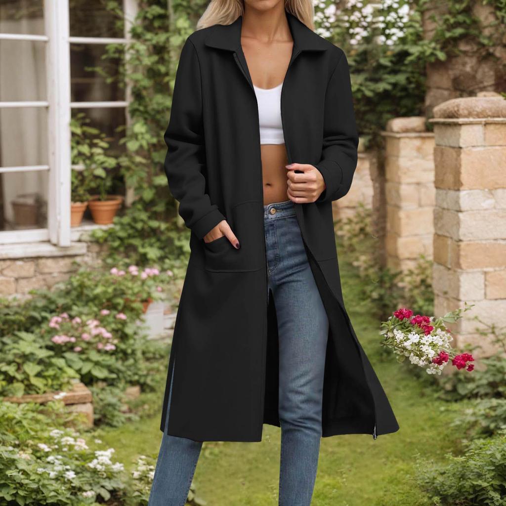 Women's Loose Comfortable Casual Fashionable Solid Color Medium Long Sleeved Jacket