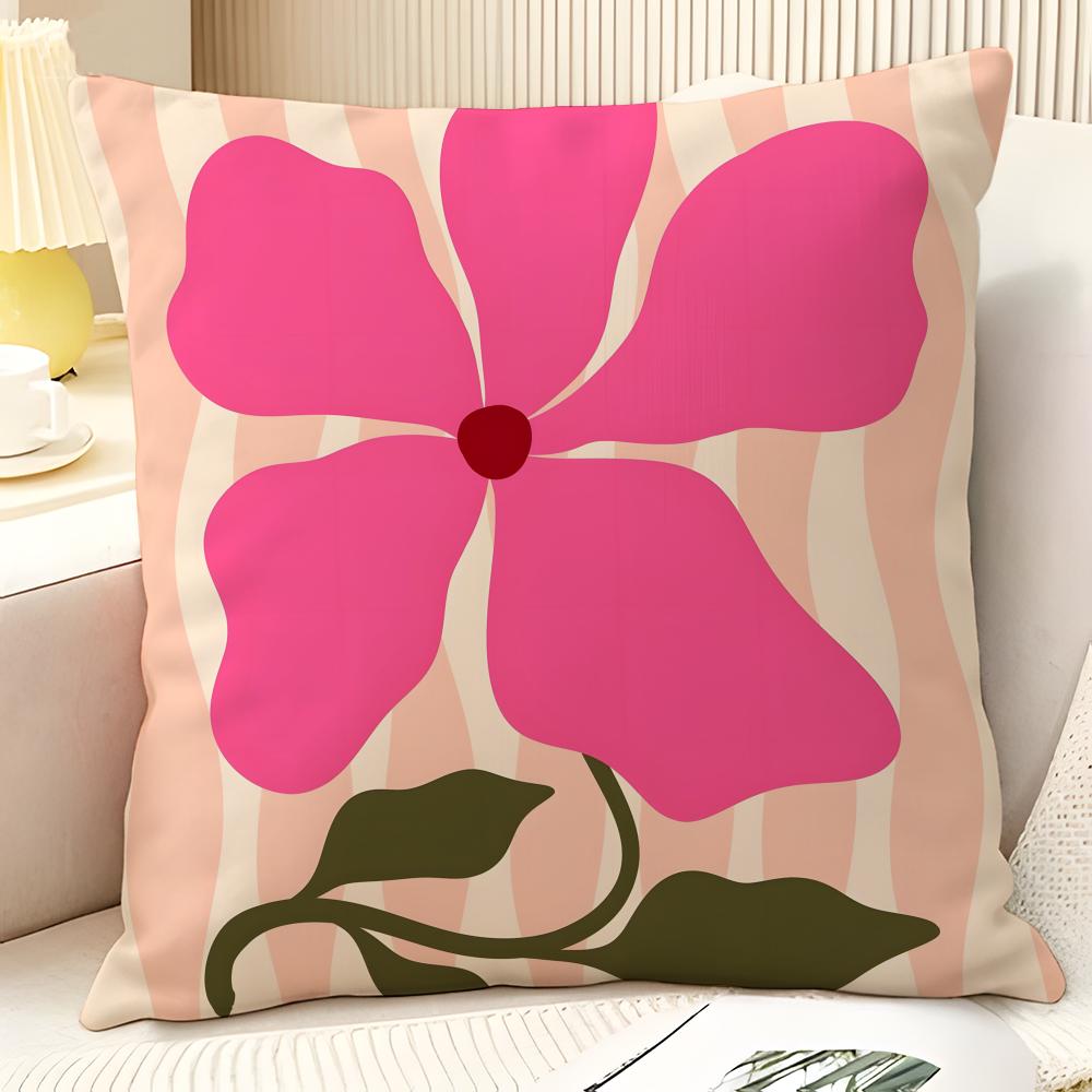 Modern Flower Minimalist Cool 2 Pillow Case Natural Linen Organic Fabric Double-Sided Printing Sofa Home Decor Gift Pillow Case