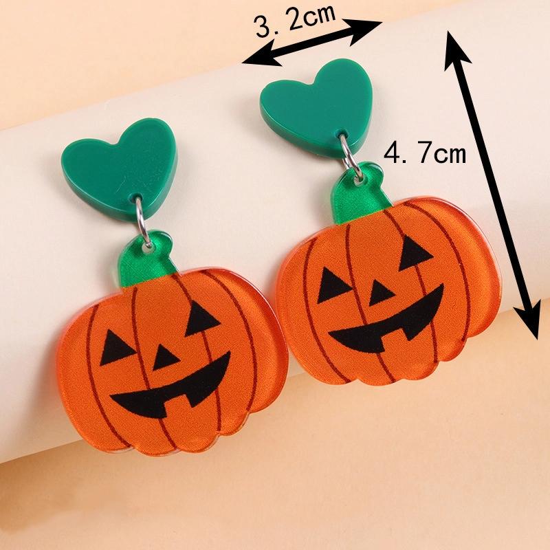 Personalized Colorful Bat Ghost Halloween Earrings Cartoon Pumpkins Spider Acrylic Drop Earring Cosplay Jewelry Accessory Gifts