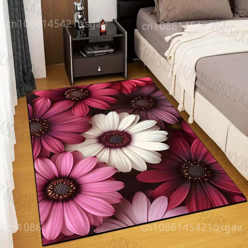 Gänseblümchen Kunst Teppich für Wohnzimmer Schlafzimmer Sofa Kreative Fußmatte Heimdekor Bereich Robuster Rutschfester Teppich Schneller Versand