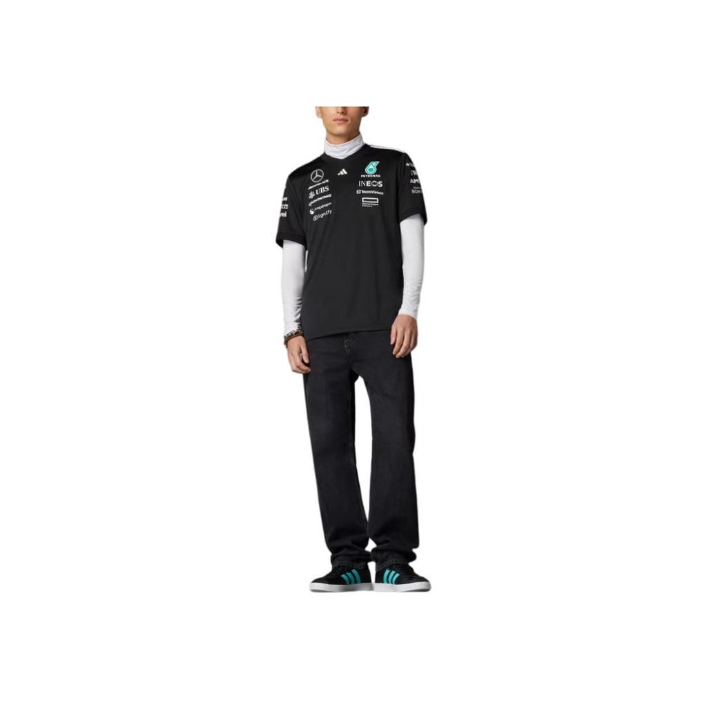 adidas X Mercedes-Amg Petronas F1 Collaboration Team Ss25 Bequemes Vielseitiges Weiches Kurzarm-T-Shirt Herren Tops Schwarz JW5361