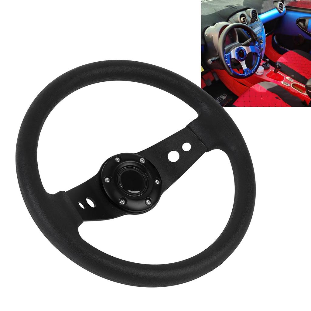 13-Zoll-Autolenkrad aus PU, stilvoller Look, schlagfest, verbesserter Griff, einfache Installation, Racing Stee
