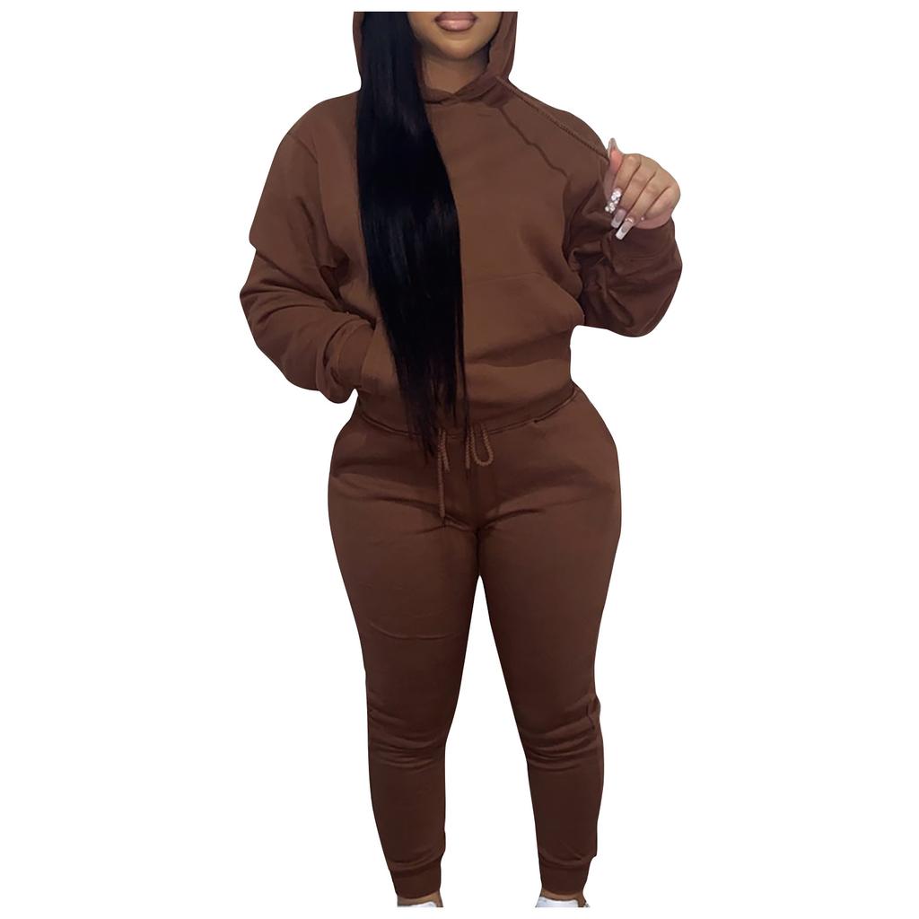 Damen und Winter Gepolstertes Kapuzen-Sweatshirt Zweiteiliger Freizeit-Sportanzug