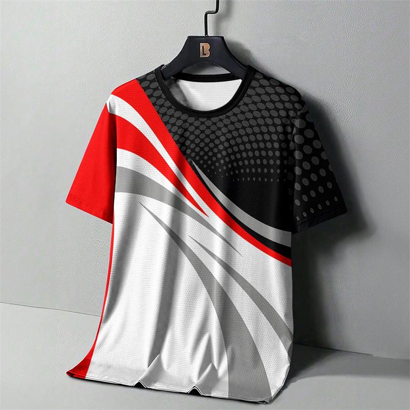 Men s fast drying fashion striped 3D printed T-shirt 2XS