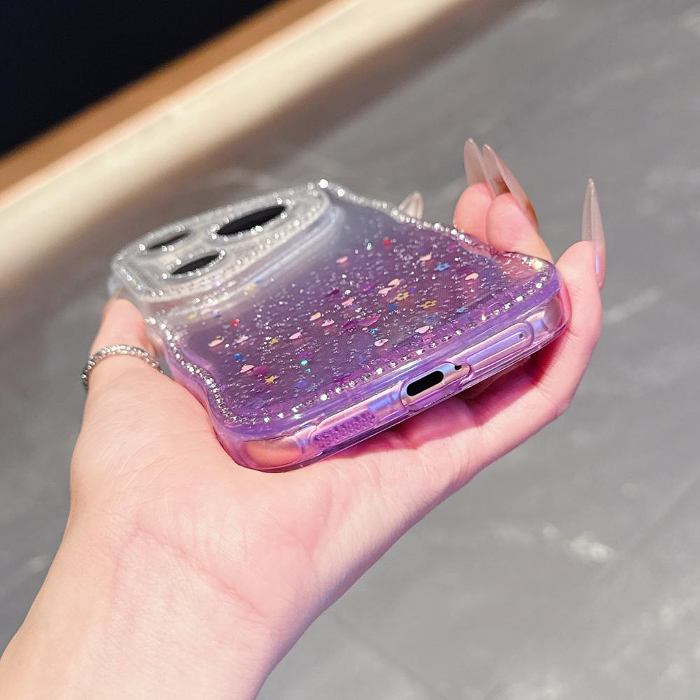 KEYSION Gradient Transparent Glitter Jewelle Phone Case for Huawei Pura 70 80 Pro 70 Ultra Lens Protector Shockproof Back Cover