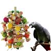 Large Wooden Bird Toy: Parrot Corn Cob & Rattan Ball
