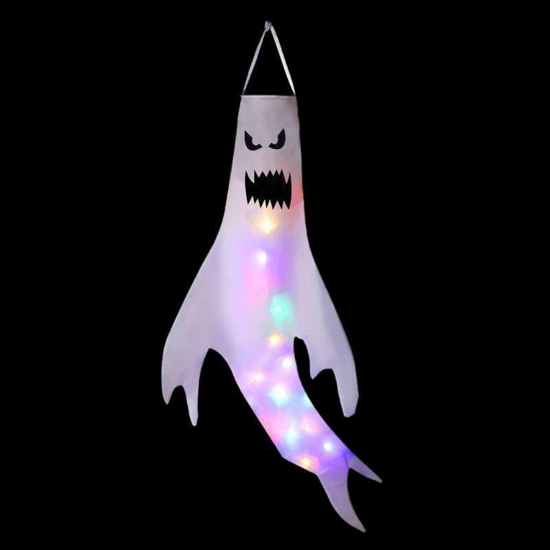 Halloween Decor Ghost Hanging LED Light Up Wind Tube Ornament for Party Scene Decoration Spooky Props Haunted House Decorations