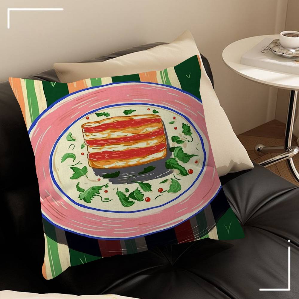 A Plate Of Food Top View Food Stitch Lucky Dragon Pillow Cover Sofa Cushion Cover Home Room Decoration Children Gift
