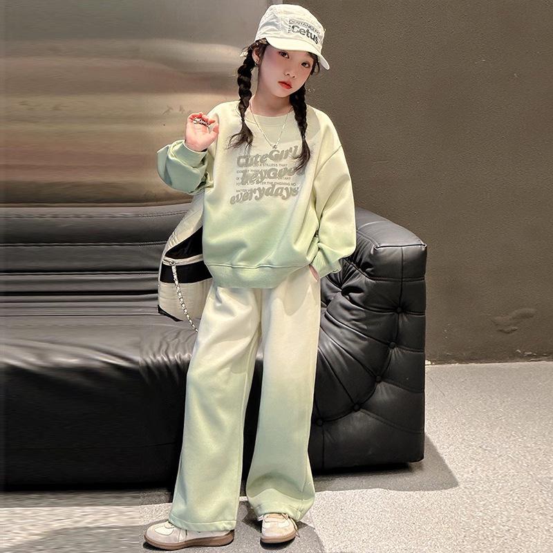 2025 New Autumn Street Style Sports Sweater Suit for Big Girls