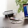 Sanwa Supply Power Strip Holder (Clamp Type, 360-Degree Rotation, Retractable, Black) TAP-CLAMP1BK