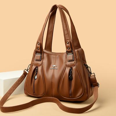 Women's New Style of Hand-held Large Capacity Commuting Autumn and Winter Shoulder Bag Genuine Leather Soft Leather Women's Tote Bag