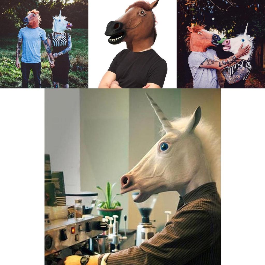 Halloween Unicorn Horse Head Mask Latex Costume For Scary Parties