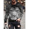 3D Tiger Print Long Sleeve T-shirt Spring And Autumn Men's Daily Casual Long Sleeve Top Urban Street Fashion Long Sleeve T-shirt