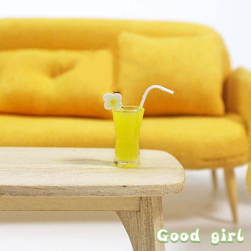 1Pc 1:12 Dollhouse Miniature Food Juice Fruit Tea Goblet Drink Bottle Milkshake Ice Cream Model For Dolls House Kitchen Food Toy