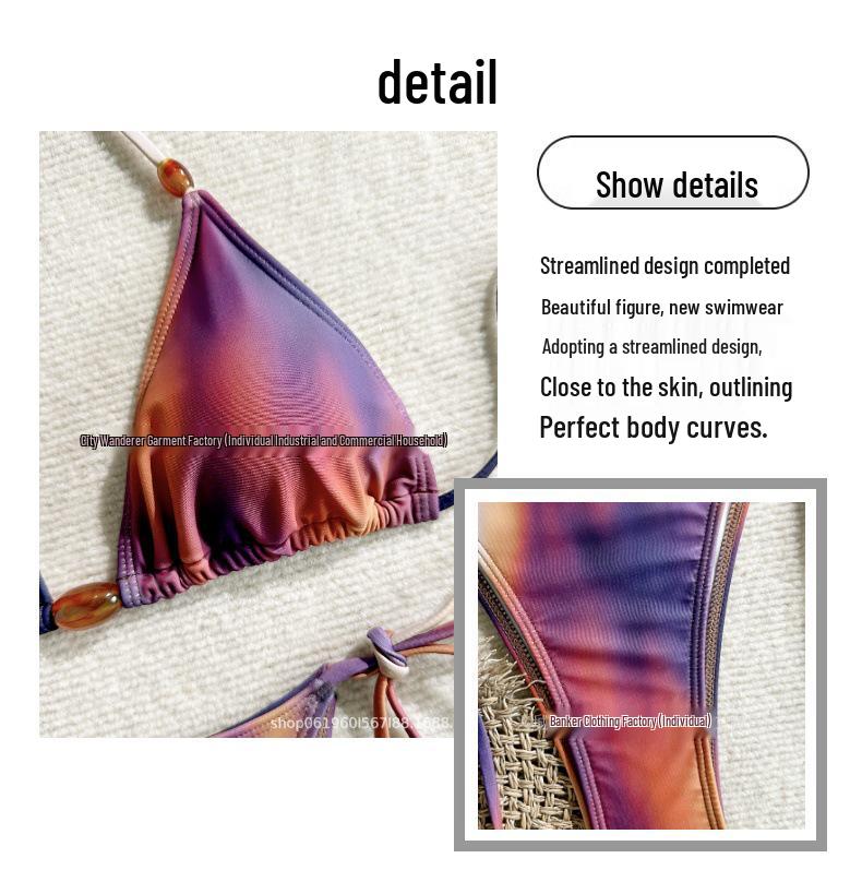 

Европейский сексуальный раздельный купальник-бикини с завязкой на шее и разрезом 2026 - Женский трехточечный бикини без спинки Medium