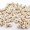 10mm 100pcs Square Natural Wooden Alphabet Beads A-Z 0-9 Letter Beads for Bracelets Spacer Baby Smooth Teether Jewelry Pacifier CDN