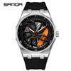 Sanda Men's Waterproof Alloy Car Wheel Design Silicone Wristwatch