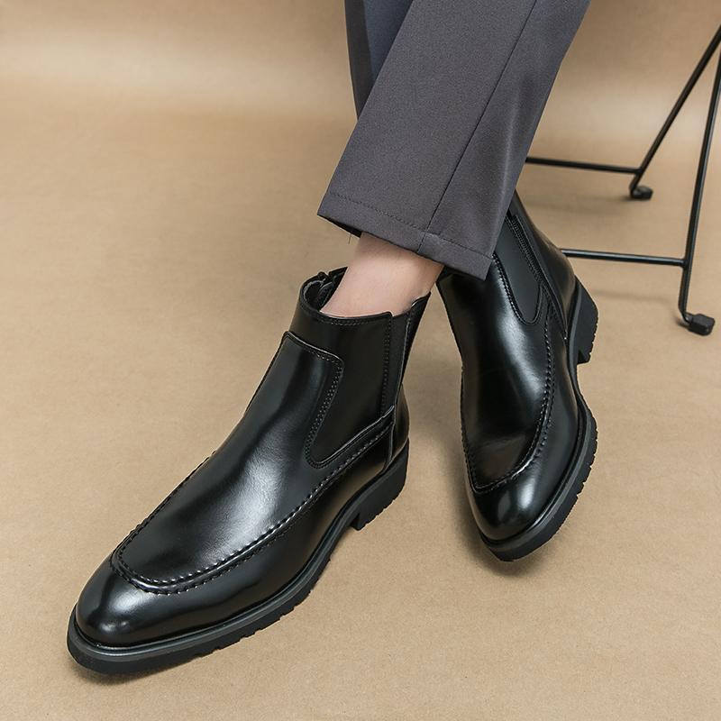 Winter Handmade Men Fashion Business Leather Boots Luxury Ankle Boots Casual Office Shoes Men Original Designer Chelsea Boots