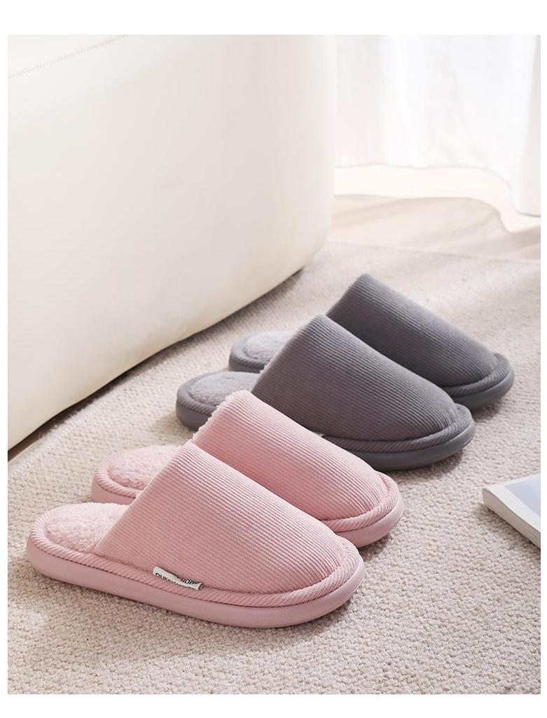 2024 Thick-Soled Plush Cotton Slippers: Non-Slip Warm Indoor Footwear for Men & Women