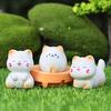 Mini Resin Cat Figurine Cute Cat Animal Models Miniature Ornaments for Cake Topper Micro Landscape Dollhouse Garden Home Desk Decor