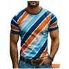Fashion Stripe Contrasting Colors T Shirts For Men Simple Trend Streetwear 3D Printed Crew Neck Tees Casual Breathable T-shirts