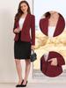 Allegra K Women's Business Casual Blazer, Long Sleeve, One-Button Front, Office Suit Jacket with Shoulder Pads, Wine Red, Size M