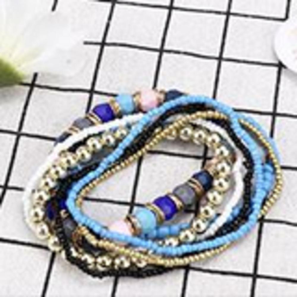 Fashion Multi-layer Charm Silver Beaded Boho Bracelet Bangle