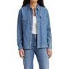 Levis Solid Color Long Sleeve Collared Shirt Women Tops Blue 16786-0017