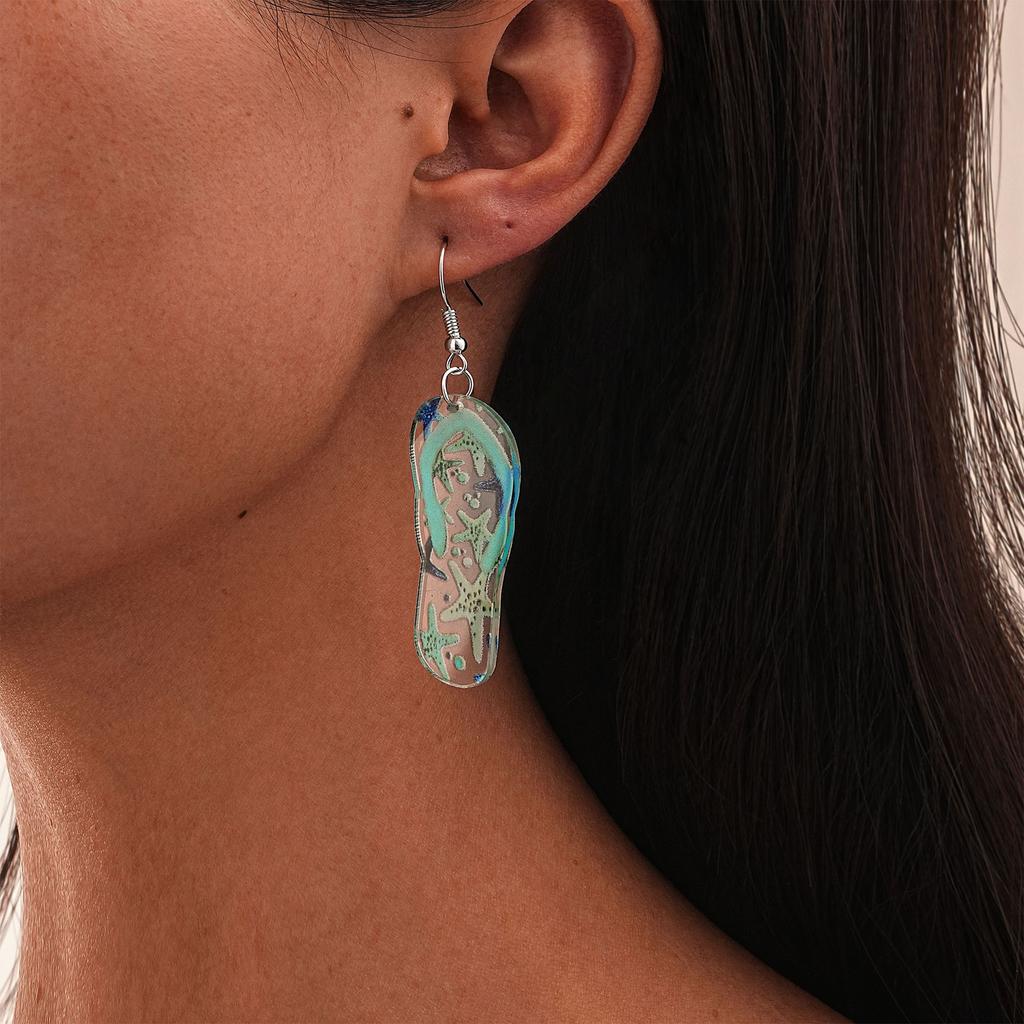 Environmentally Friendly Acrylic Earrings, Fashionable Personalized Cartoon Starfish Slippers Styling Earrings