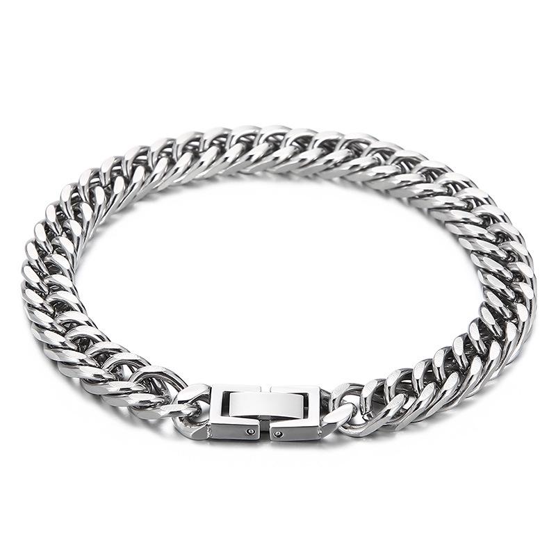 Unisex Cuban Cut Edge Titanium Steel Bracelet - Simple Whip Chain Fashion Jewelry