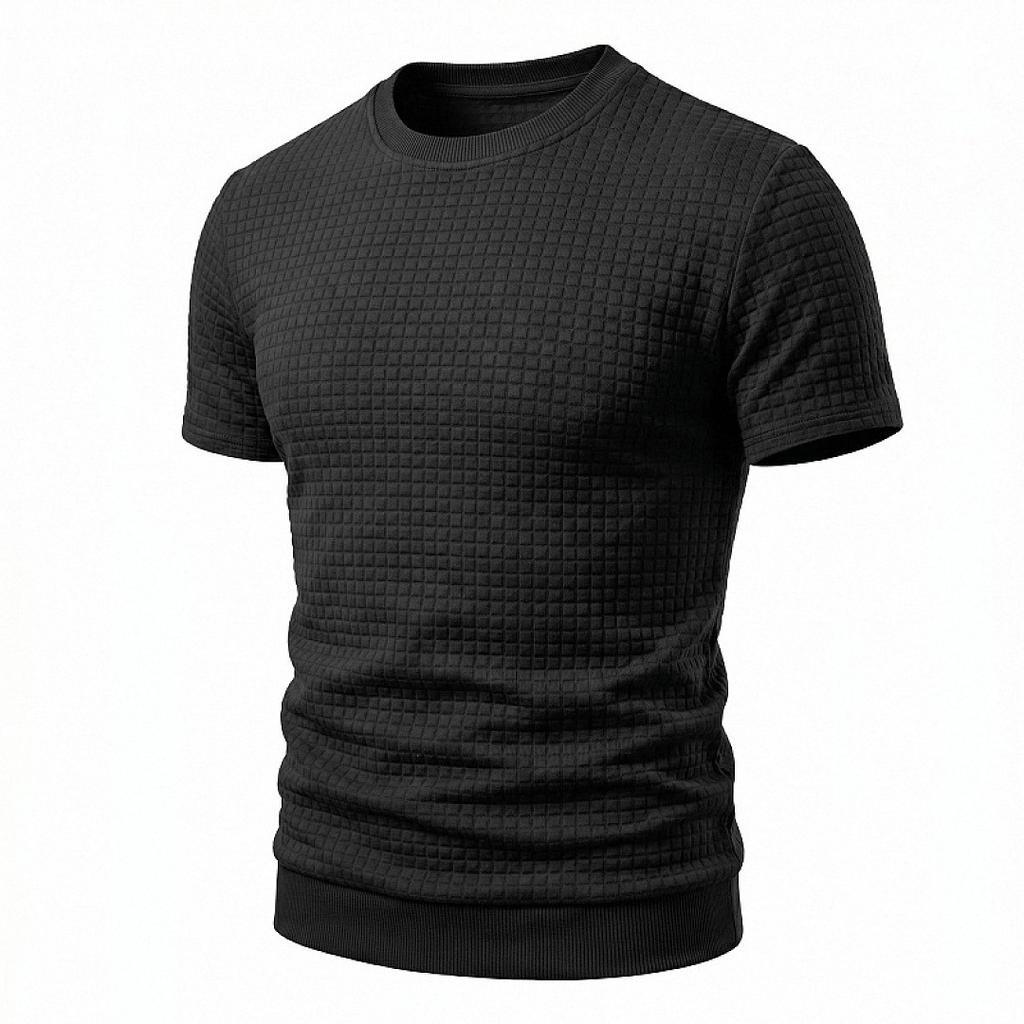 Men Simple Casual Old Money Textured Crew Neck Short Sleeve T Shirt