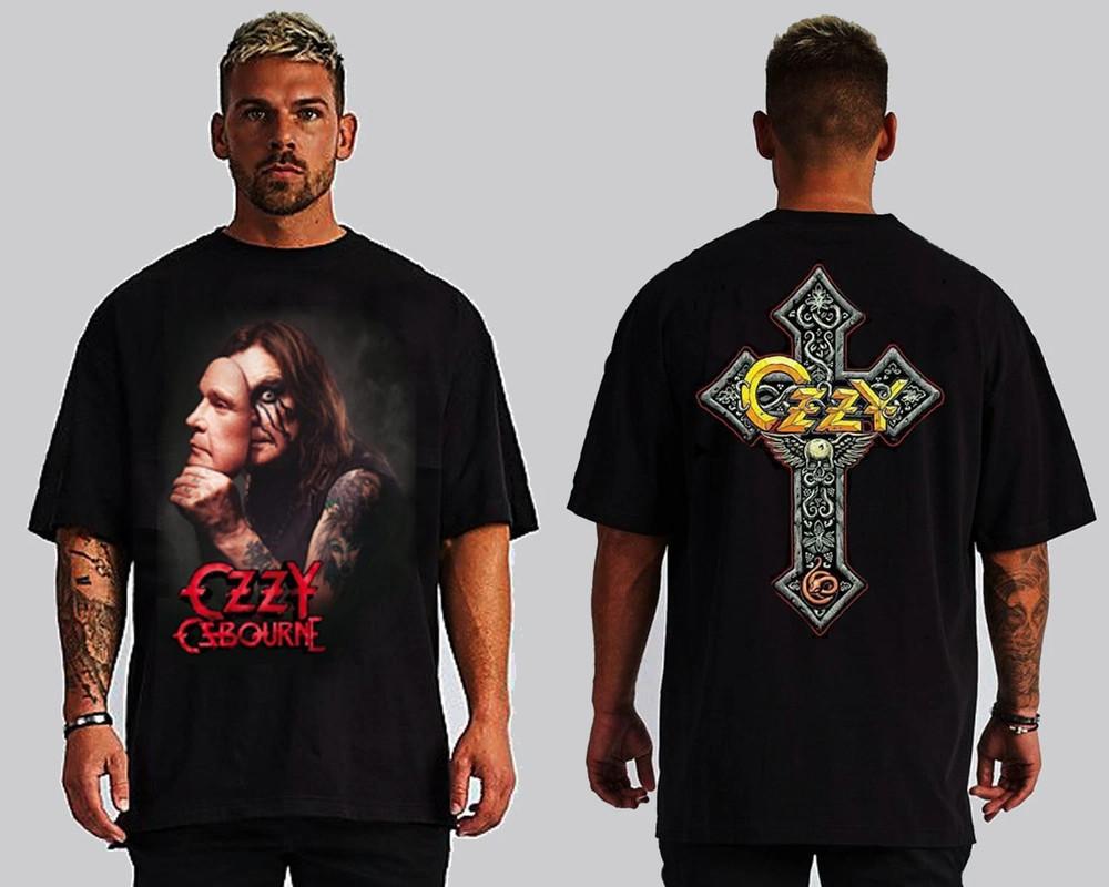 OZZY OSBOURNE HARD ROCK FRONT AND BACK PRINT BLACK T SHIRT Unisex T-Shirt M