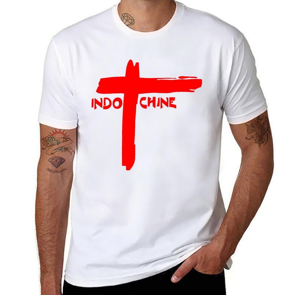 Indochine Classic T-Shirt for a Boy Blanks Vintage Clothes Anime Slim Fit T Shirts for Men