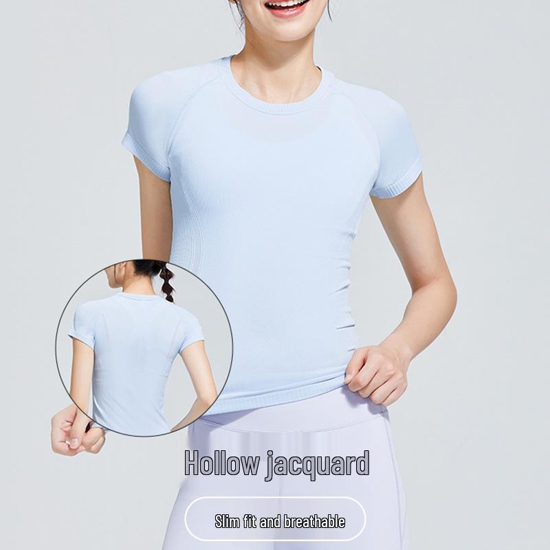 

Женская спортивная футболка с коротким рукавом и круглым вырезом, облегающего кроя, для бега и йоги, на весну/лето Medium