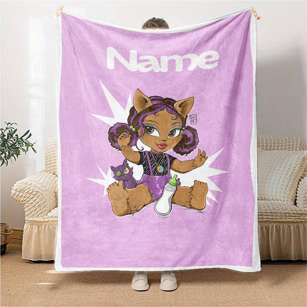 Custom Name Unicorn Pink Flowers Blanket for Couch & Bed, Plush Cozy Fuzzy Blanket Super Soft & Warm Blankets for Fall and Winter. 0908151