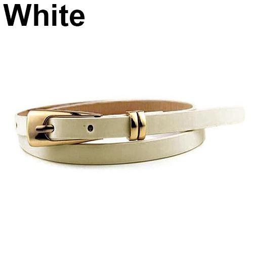 Dammode Candy Color Faux Läder Spänne Skinny Bälte Tunt midjeband Sash