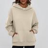Ladies' Fashionable Solid Color Casual Hooded Pocket Long Sleeved Top