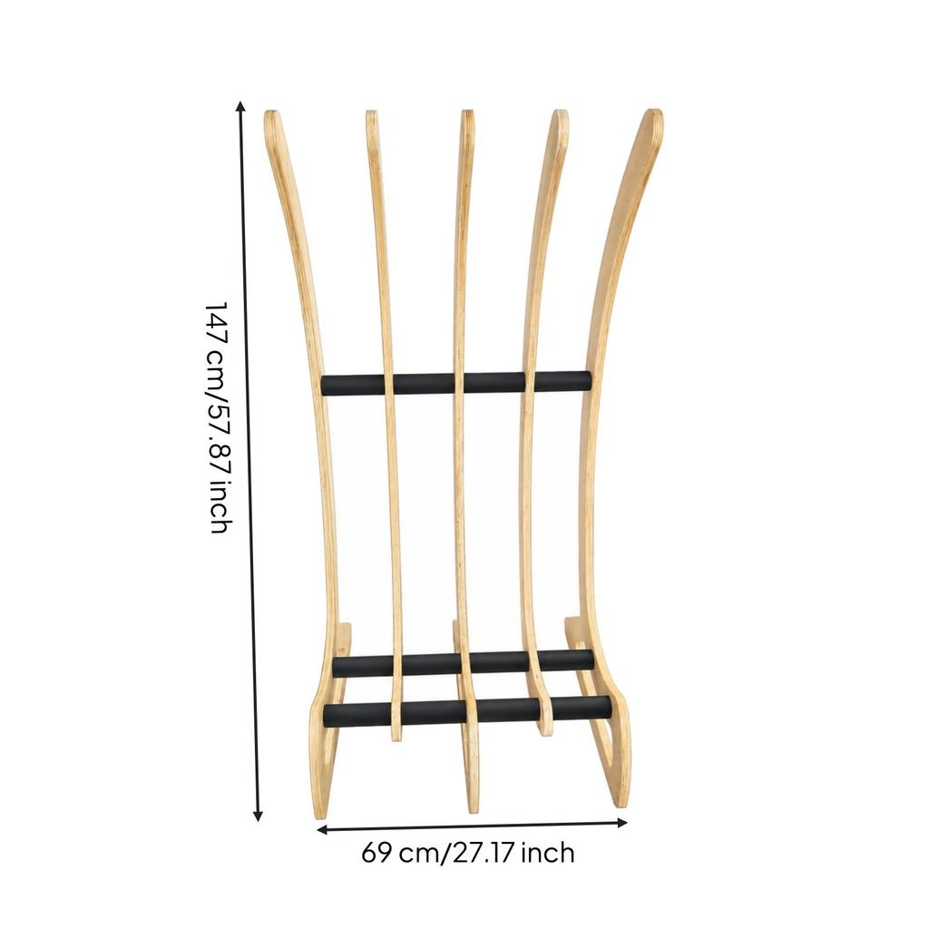 Surfboard Storage Rack with Padding Wood Finish Multi-Compartment Board