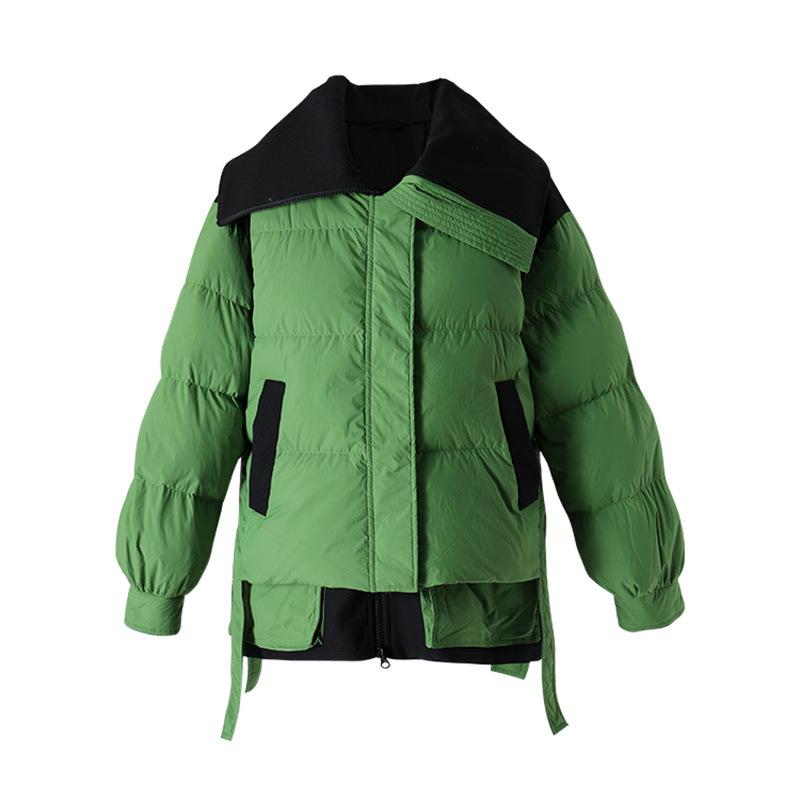 Two-piece down jacket women's 2024 winter contrasting color design sense small thickened white duck down jacket burst