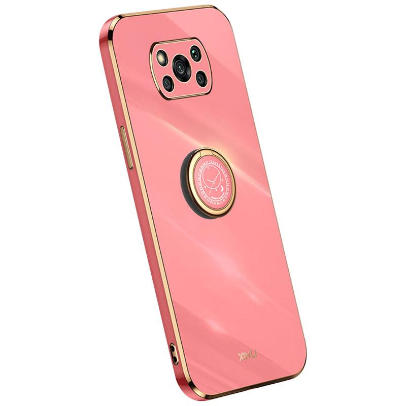 

XINLI Back Shell for Xiaomi Poco X3/X3 Pro/X3 NFC,Ring Kickstand Case Electroplating Golden Edge Soft TPU Cover Red
