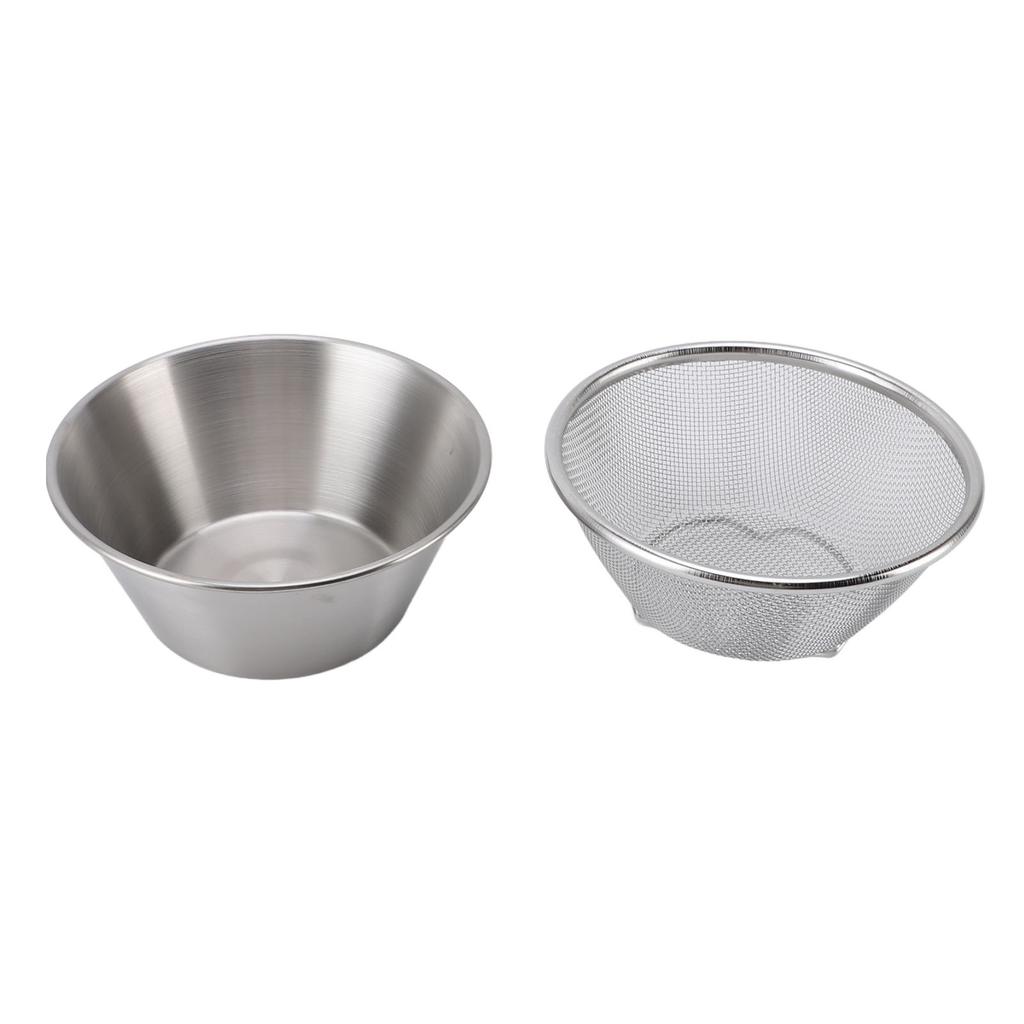 304 Stainless Steel Colander with Mixing Bowl Portable Kitchen Microporous Strainer for Washing Rice Pasta Small Grains