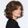 European and American Fashionable Women's Short Curly Hair Wig, Brown Slanted Bangs, High-temperature Silk Wig Headband