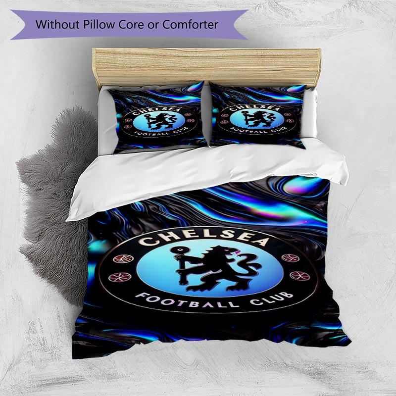 3pcs Duvet Cover Set (1*Duvet Cover + 2*Pillowcase, Without Core),football club F.C Print Bedding Set, Bedroom Decor, All‑Season, Birthday Gift