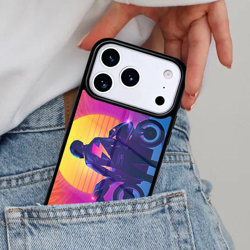 Road Bike Neon City Retro 1980 Phone Case for iPhone 17ProMax 12 13 14 15 16e 17 Pro Max Plus Air Cover