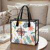 Boho Tropical Printed Canvas Tote Bag Casual Large Capacity Shoulder Handbag For Daily Shopping Travel