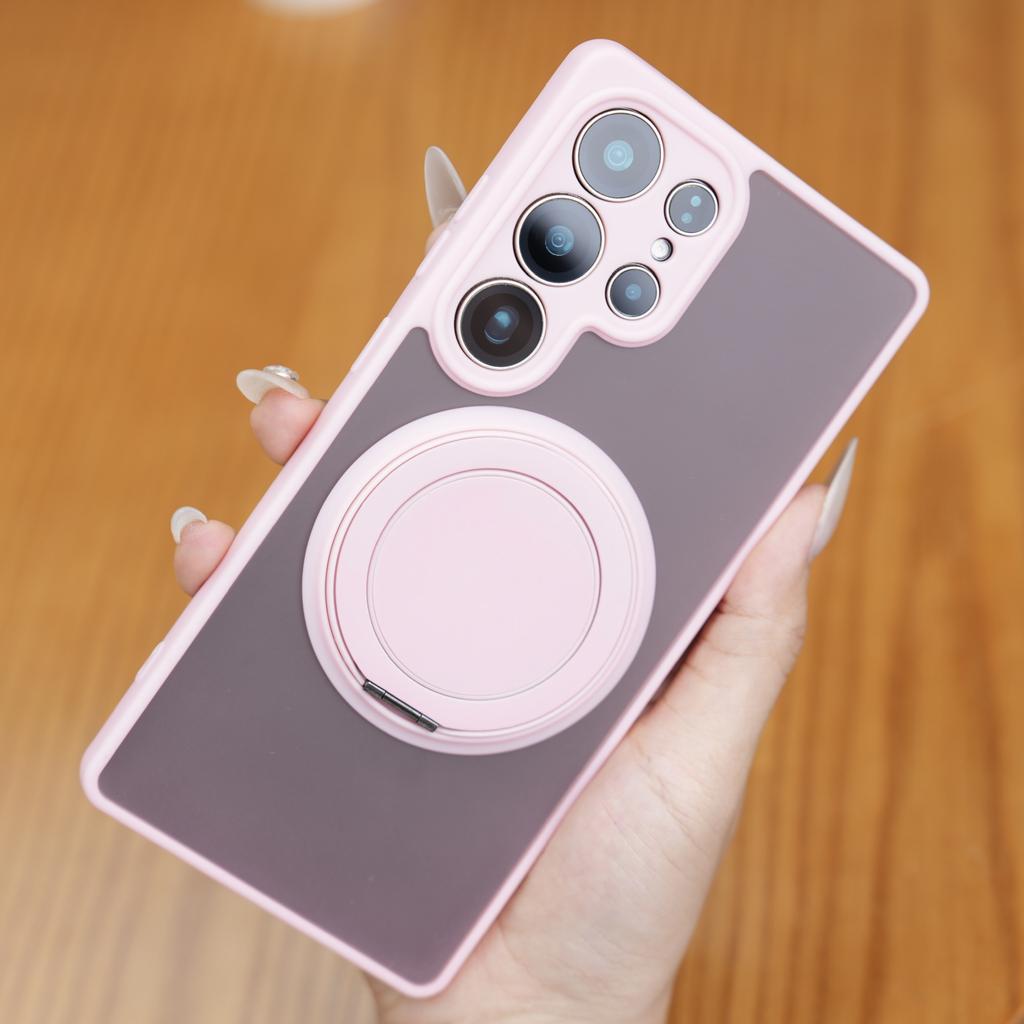 Applicable to Samsung S25Ultra skin-sensitive magnetic mobile phone case rotating bracket S24FE matte A07 anti-drop protective cover