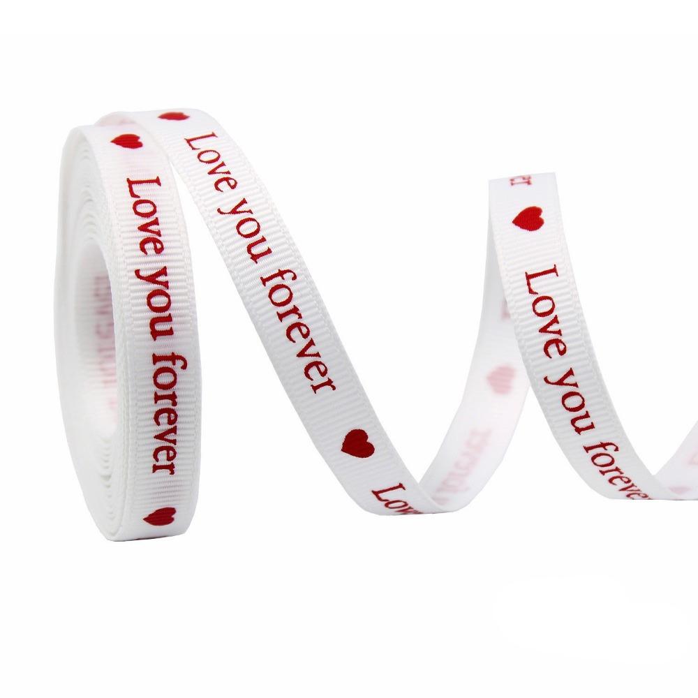 Single-Sided Heart Print Ribbon 5 Yards Bouquet Packaging Ribbon Gift Packaging Ribbon  DIY