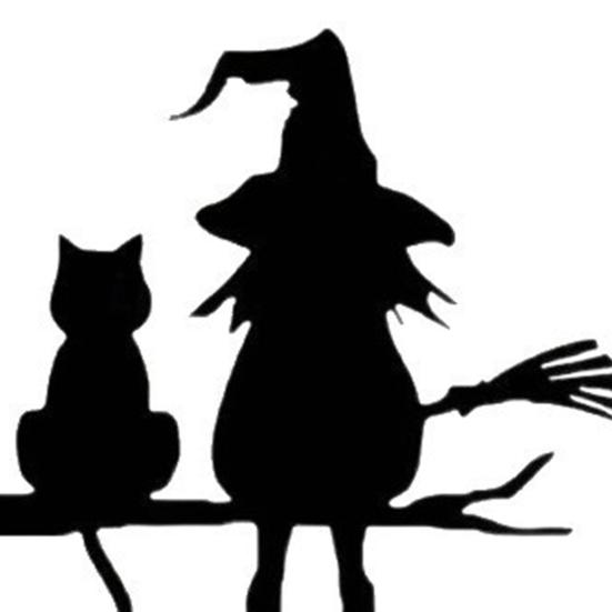 Halloween Garden Stake Witch And Cat Tree Decoration Iron Tree