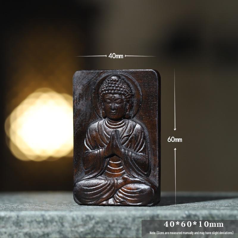 Bodhisattva Chess Agarwood Carved Buddha Pendant - Chinese Style Handheld Wooden Ornament