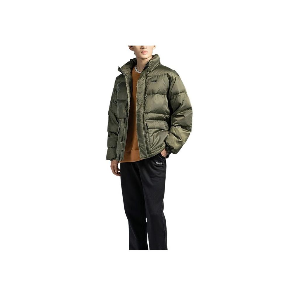 Vans Stand Collar Soft Comfortable Solid Color Zipper Long Sleeve Jacket Unisex Jackets Army-Green VN000P32KCZ